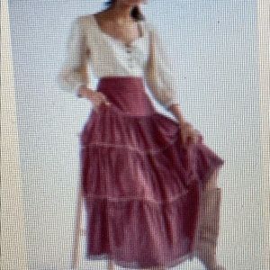 Anthropology Red maxi skirt